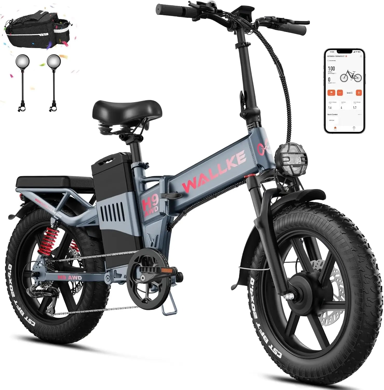 Powerful H9 AWD E-Bike Foldable 2000W Dual Motor